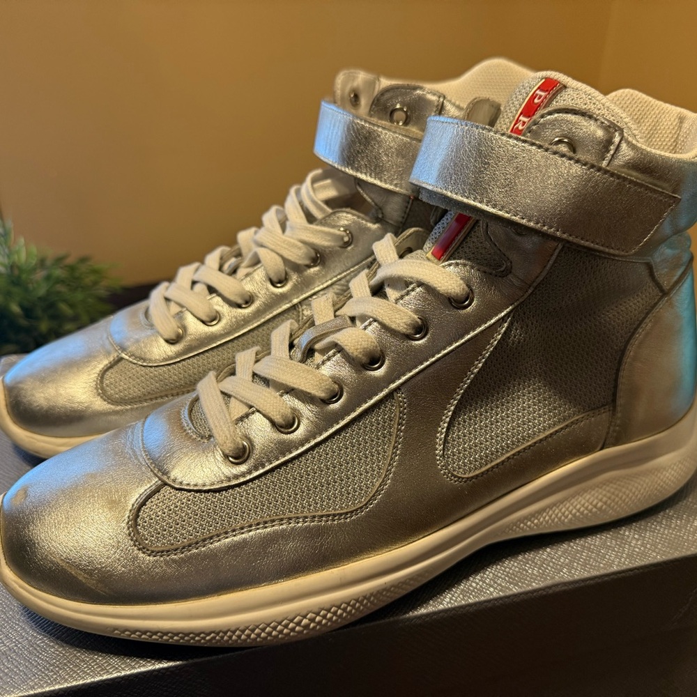 Prada Silver High-Top Sneakers